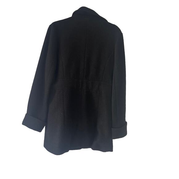Anthropologie Hazel Women's Size Large Black Wool Blend Double Breasted Pea Coat - Picture 5 of 11